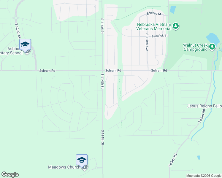 map of restaurants, bars, coffee shops, grocery stores, and more near 11961 South 113th Street in Papillion
