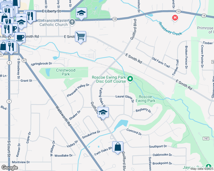 map of restaurants, bars, coffee shops, grocery stores, and more near 833 Laurel Glens Drive in Medina