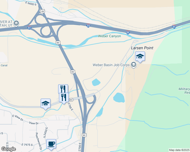 map of restaurants, bars, coffee shops, grocery stores, and more near 2830 Cornia Drive in Ogden