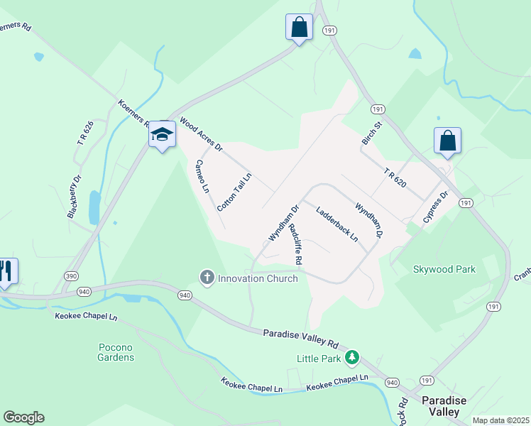 map of restaurants, bars, coffee shops, grocery stores, and more near 201 Green Chapel Lane in Cresco