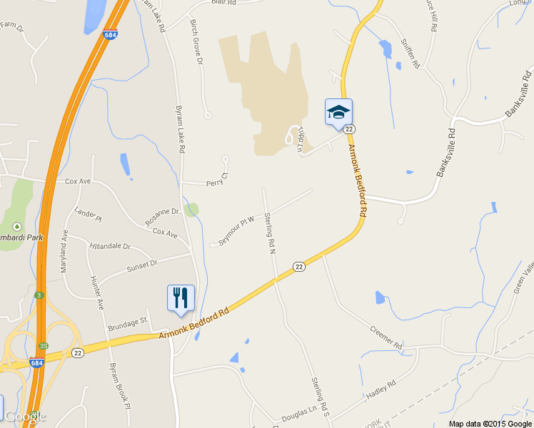 map of restaurants, bars, coffee shops, grocery stores, and more near 10 Sterling Rd N in Armonk