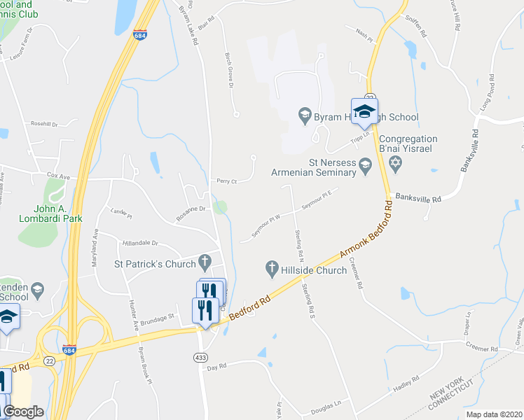 map of restaurants, bars, coffee shops, grocery stores, and more near 4 Seymour Place West in Westchester County