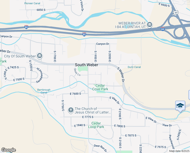 map of restaurants, bars, coffee shops, grocery stores, and more near 1947 7470 South in South Weber