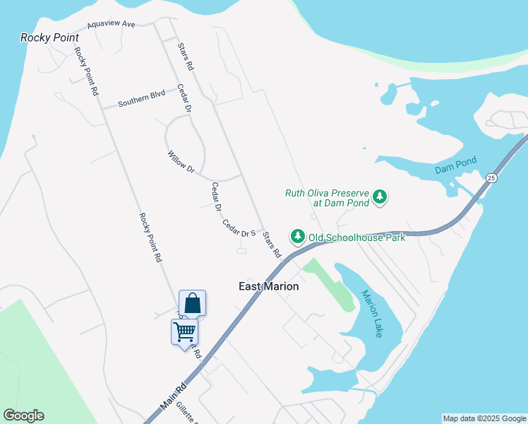 map of restaurants, bars, coffee shops, grocery stores, and more near 1090 Stars Road in East Marion