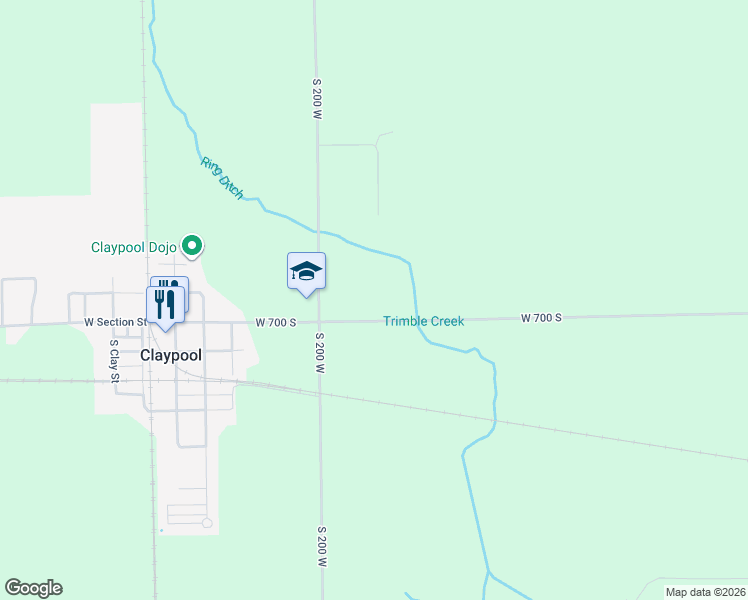 map of restaurants, bars, coffee shops, grocery stores, and more near 1884 West 700 South in Claypool