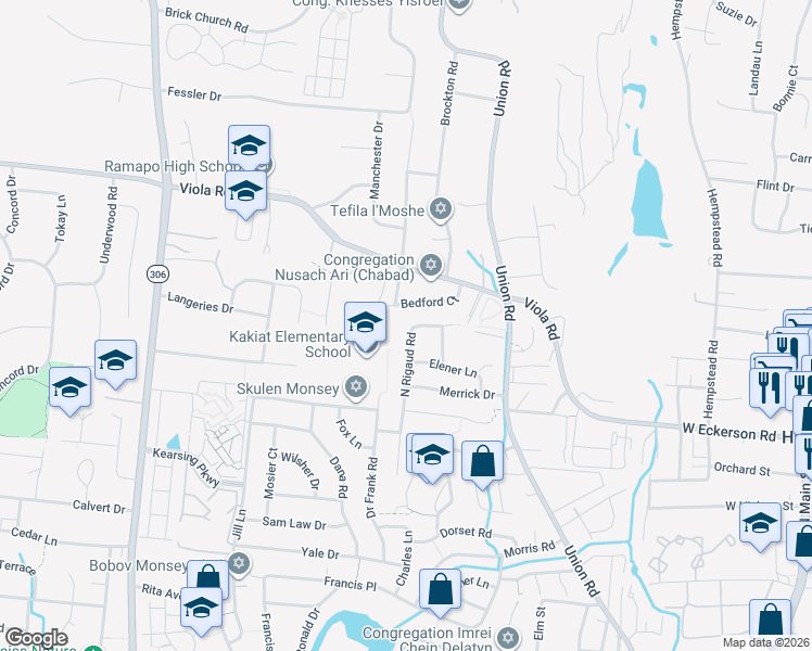 map of restaurants, bars, coffee shops, grocery stores, and more near 29 North Rigaud Road in Spring Valley