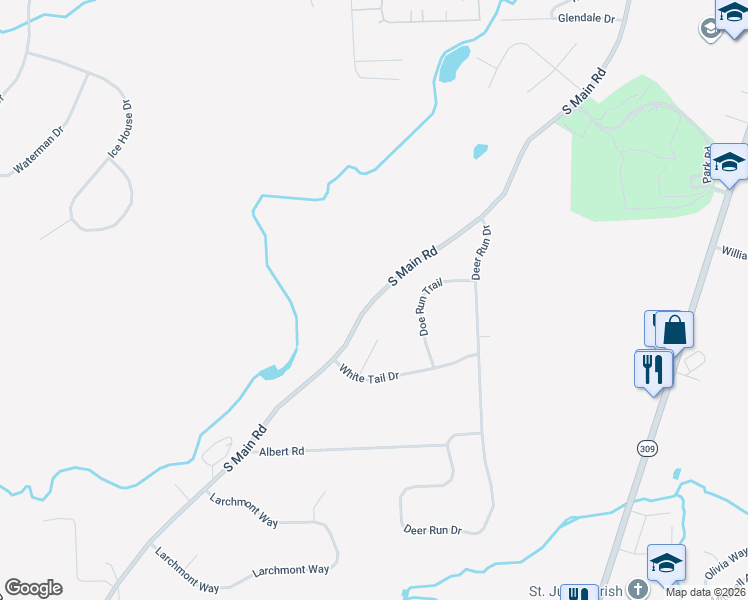 map of restaurants, bars, coffee shops, grocery stores, and more near 395 South Main Road in Mountain Top
