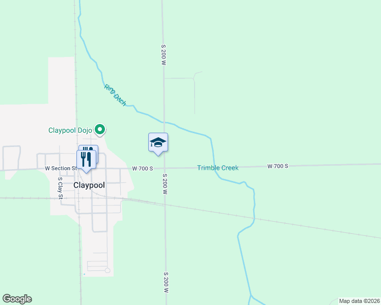 map of restaurants, bars, coffee shops, grocery stores, and more near 1884 West 700 South in Claypool