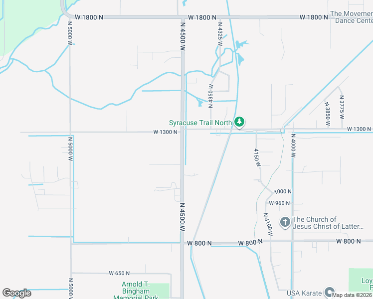 map of restaurants, bars, coffee shops, grocery stores, and more near 1262 North 4500 West in West Point