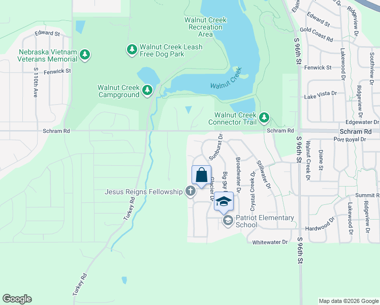 map of restaurants, bars, coffee shops, grocery stores, and more near 1808 Portage Drive in Papillion