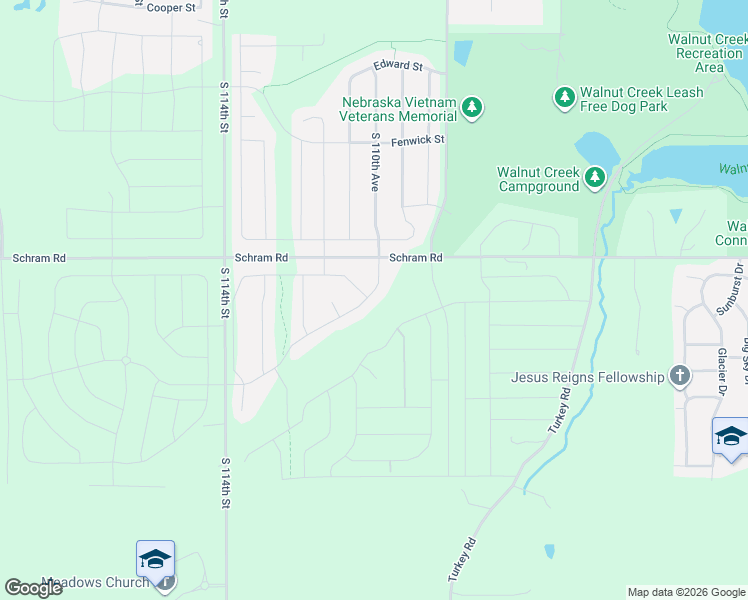 map of restaurants, bars, coffee shops, grocery stores, and more near 11821 South 110th Avenue in Papillion