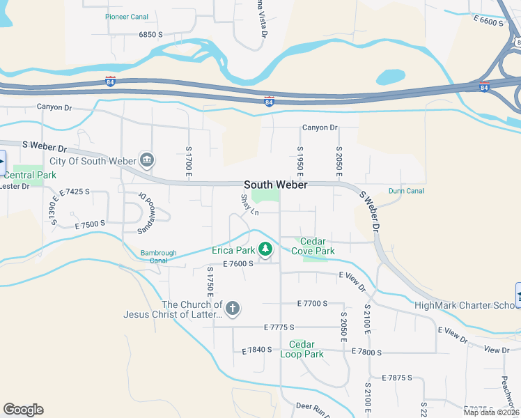 map of restaurants, bars, coffee shops, grocery stores, and more near 1852 Shay Lane in South Weber