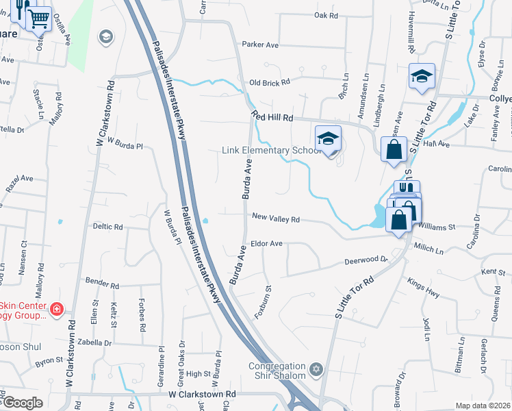 map of restaurants, bars, coffee shops, grocery stores, and more near 116 New Valley Road in New City