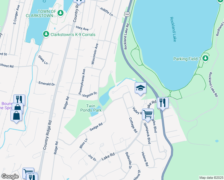 map of restaurants, bars, coffee shops, grocery stores, and more near 261 Valley Rd in Valley Cottage