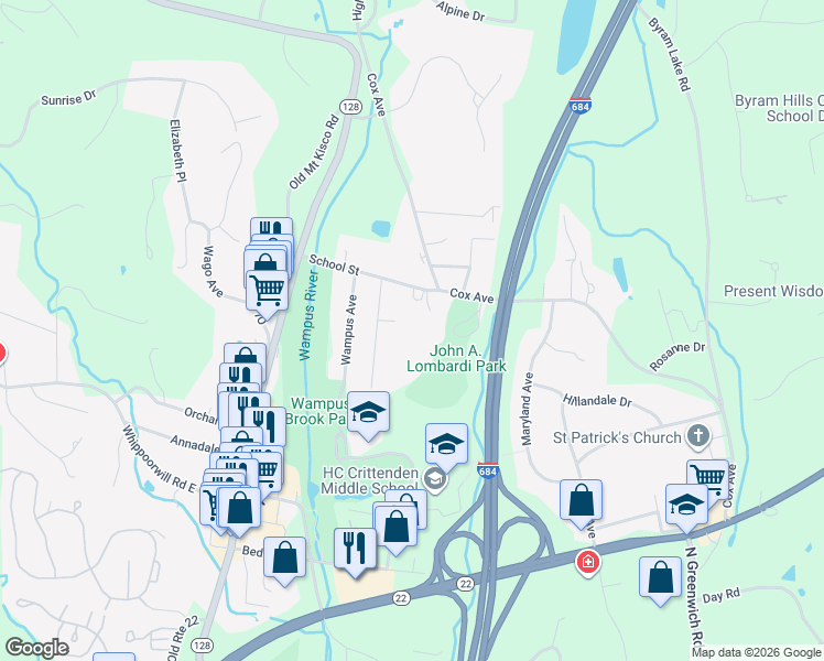 map of restaurants, bars, coffee shops, grocery stores, and more near 6 Jeanne Place in Armonk