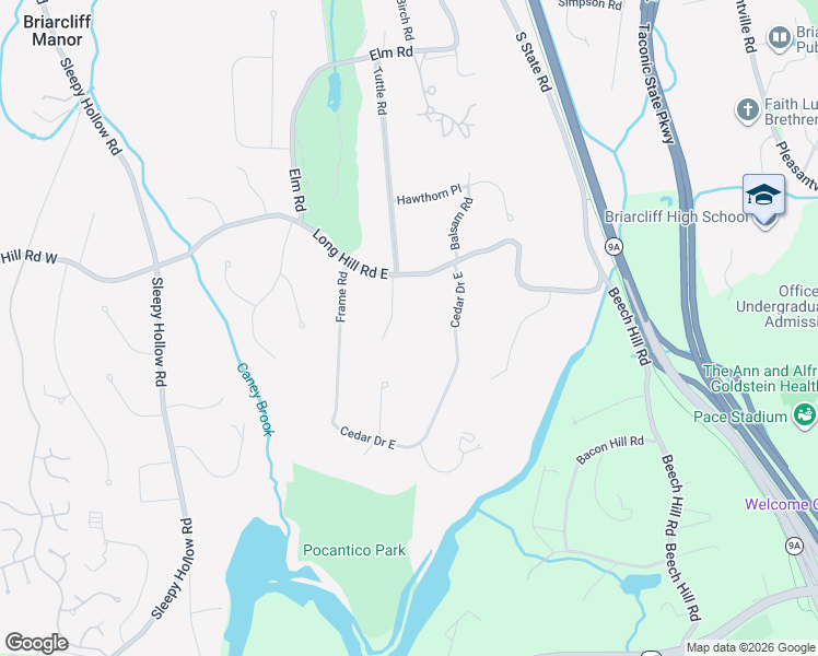 map of restaurants, bars, coffee shops, grocery stores, and more near 37 Hyatt Road in Briarcliff Manor
