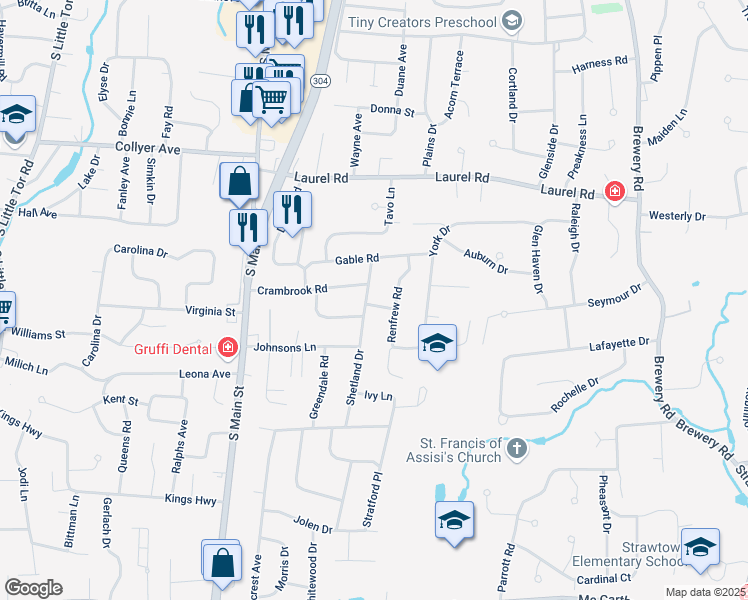 map of restaurants, bars, coffee shops, grocery stores, and more near 119 Hessian Place in New City