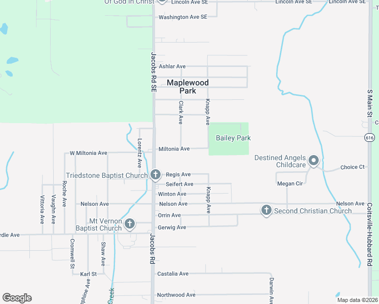 map of restaurants, bars, coffee shops, grocery stores, and more near 3119 Miltonia Avenue in Youngstown