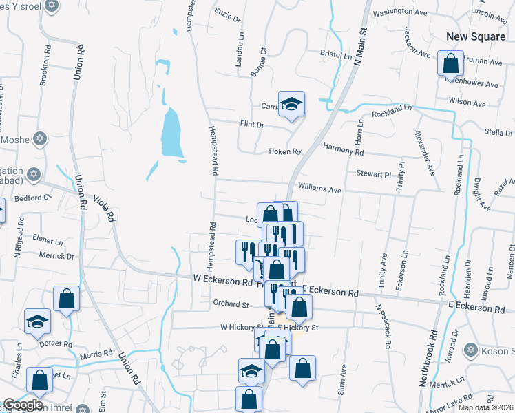 map of restaurants, bars, coffee shops, grocery stores, and more near 8 Bird Place in Spring Valley