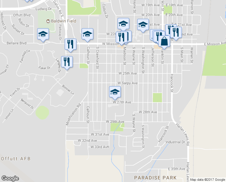 map of restaurants, bars, coffee shops, grocery stores, and more near 2532 Jackson Street in Bellevue
