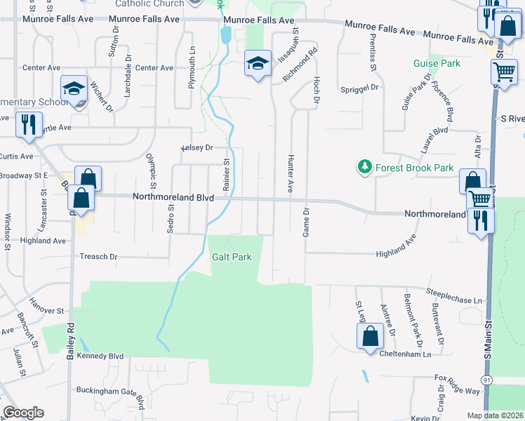 map of restaurants, bars, coffee shops, grocery stores, and more near 1878 Sequoia Street in Cuyahoga Falls