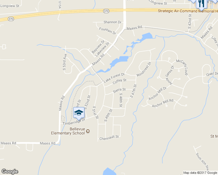 map of restaurants, bars, coffee shops, grocery stores, and more near 4911 Coffey Street in Papillion