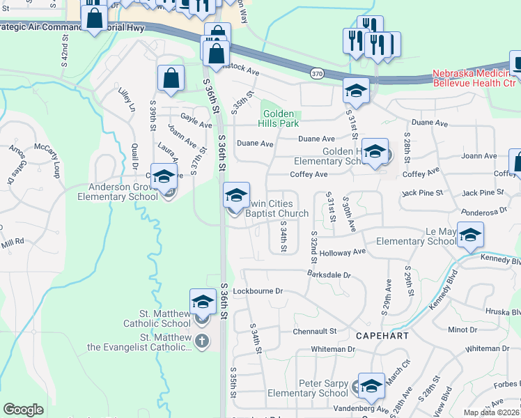 map of restaurants, bars, coffee shops, grocery stores, and more near 11820 Golden Boulevard in Bellevue