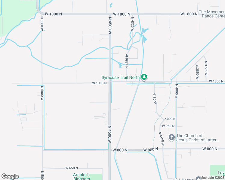 map of restaurants, bars, coffee shops, grocery stores, and more near 1262 North 4500 West in West Point