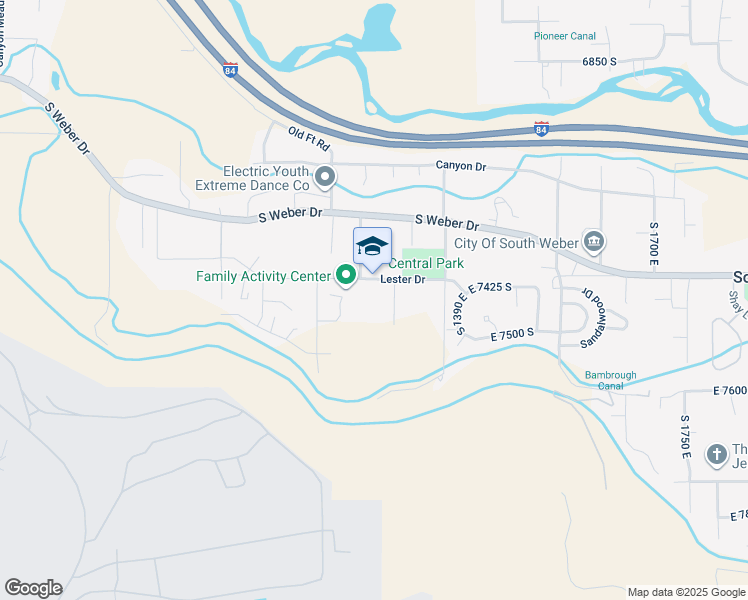map of restaurants, bars, coffee shops, grocery stores, and more near 1285 Lester Drive in South Weber