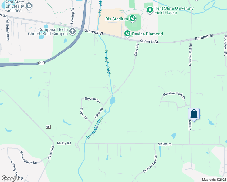 map of restaurants, bars, coffee shops, grocery stores, and more near 5211 Cline Road in Kent