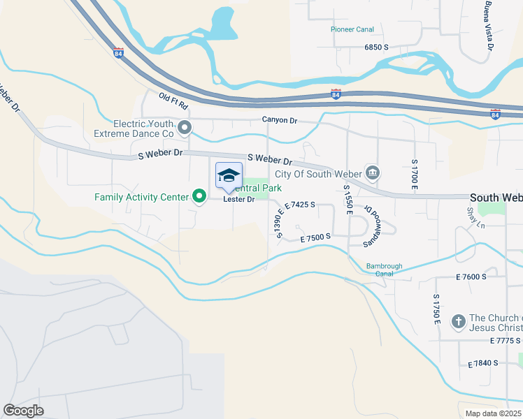 map of restaurants, bars, coffee shops, grocery stores, and more near 7453 South 1375 East in South Weber