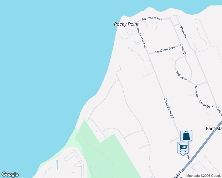 map of restaurants, bars, coffee shops, grocery stores, and more near 535 The Strand in East Marion