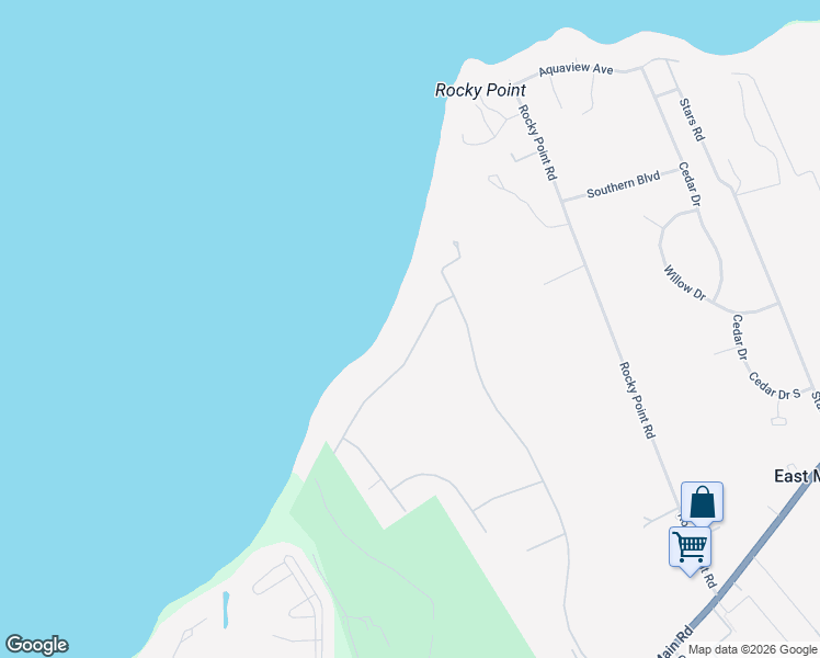 map of restaurants, bars, coffee shops, grocery stores, and more near 610 The Strand in East Marion