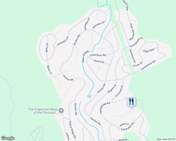 map of restaurants, bars, coffee shops, grocery stores, and more near 219 Saw Creek Estate in Bushkill