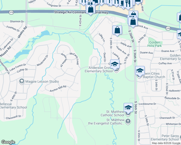 map of restaurants, bars, coffee shops, grocery stores, and more near 11816 Hunters Cove in Bellevue