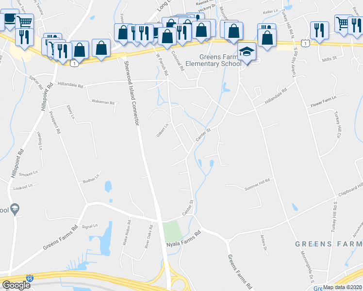 map of restaurants, bars, coffee shops, grocery stores, and more near 10 Bedford Drive in Westport