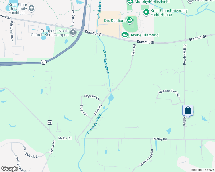 map of restaurants, bars, coffee shops, grocery stores, and more near 5211 Cline Road in Kent