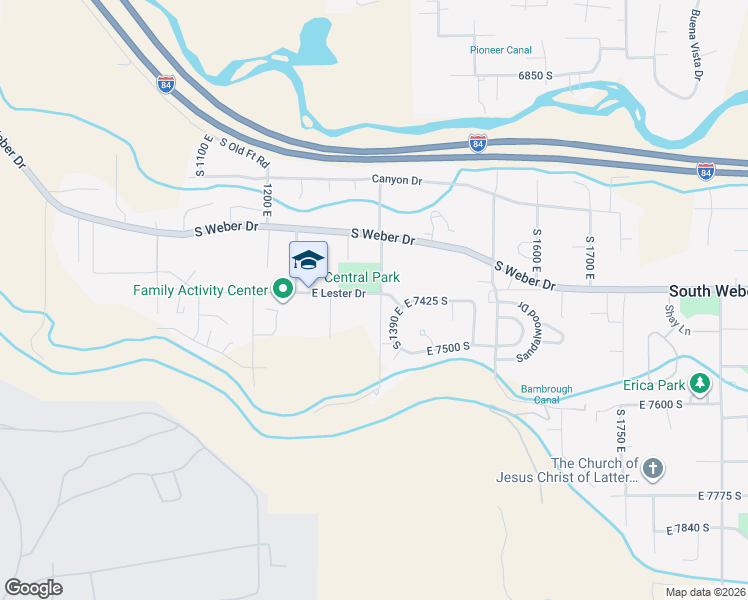 map of restaurants, bars, coffee shops, grocery stores, and more near 1365 East Lester Drive in South Weber