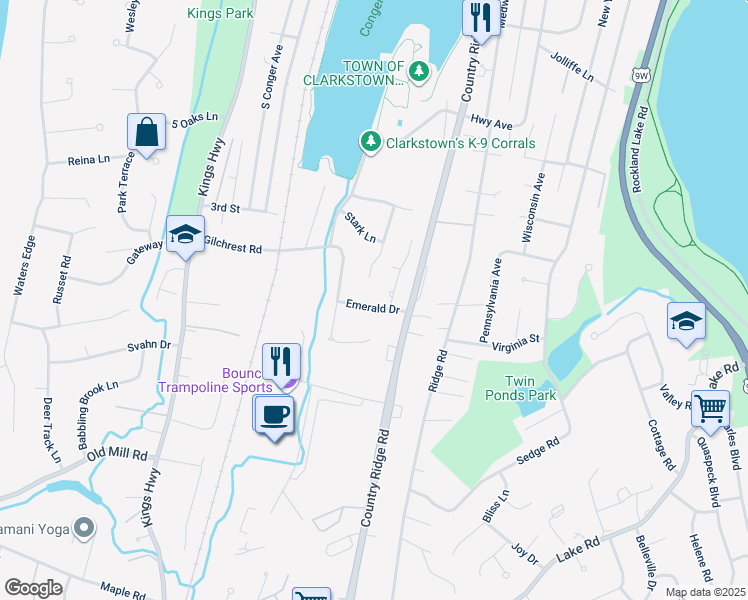 map of restaurants, bars, coffee shops, grocery stores, and more near 28 Sasson Terrace in Valley Cottage