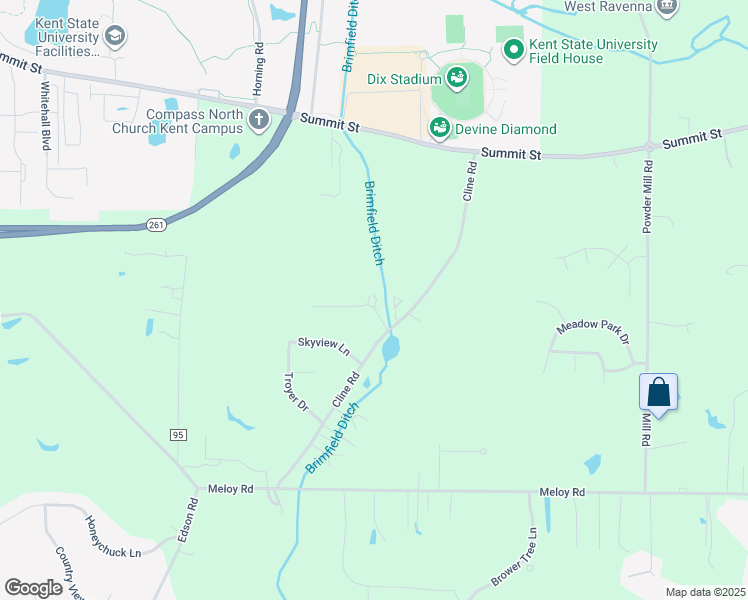map of restaurants, bars, coffee shops, grocery stores, and more near 5211 Cline Road in Kent