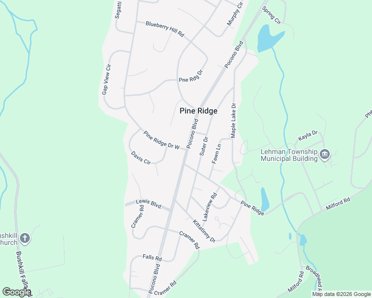 map of restaurants, bars, coffee shops, grocery stores, and more near 1783 Pine Ridge in Bushkill