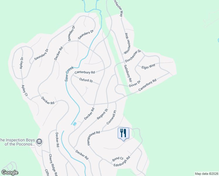 map of restaurants, bars, coffee shops, grocery stores, and more near Regent St in Bushkill