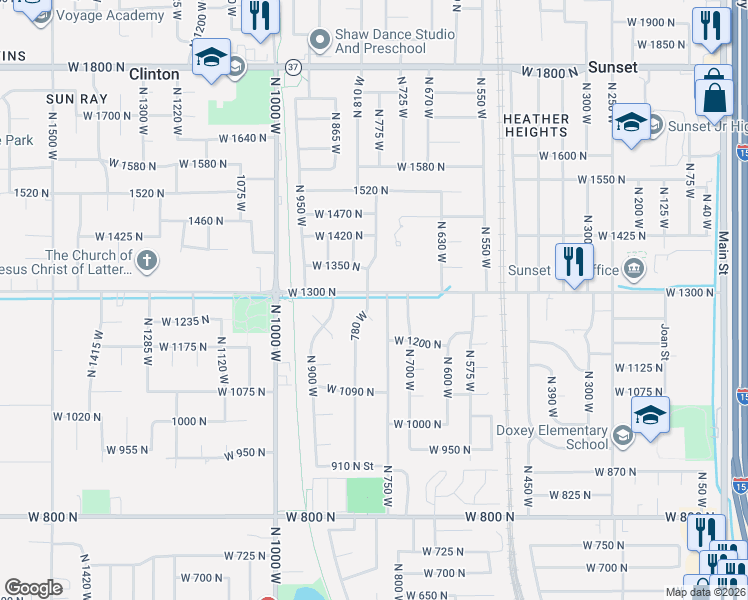 map of restaurants, bars, coffee shops, grocery stores, and more near 1288 780 West in Clinton