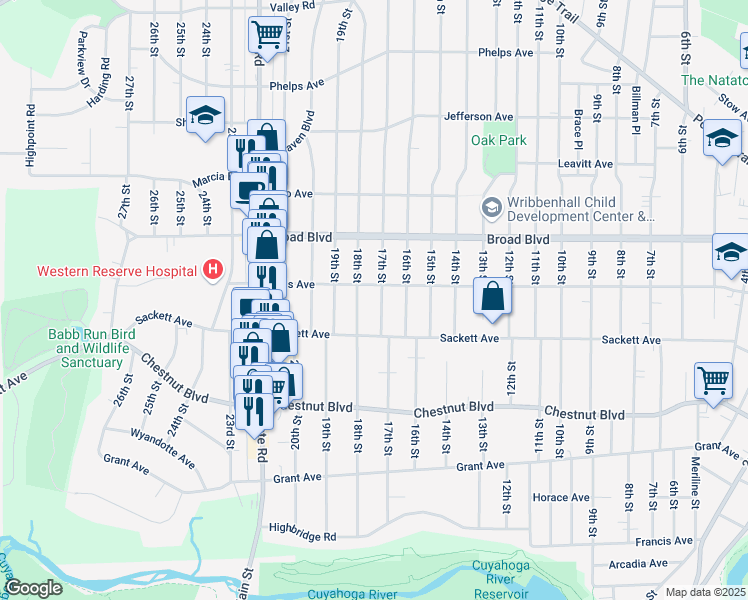 map of restaurants, bars, coffee shops, grocery stores, and more near 1723 Falls Avenue in Cuyahoga Falls