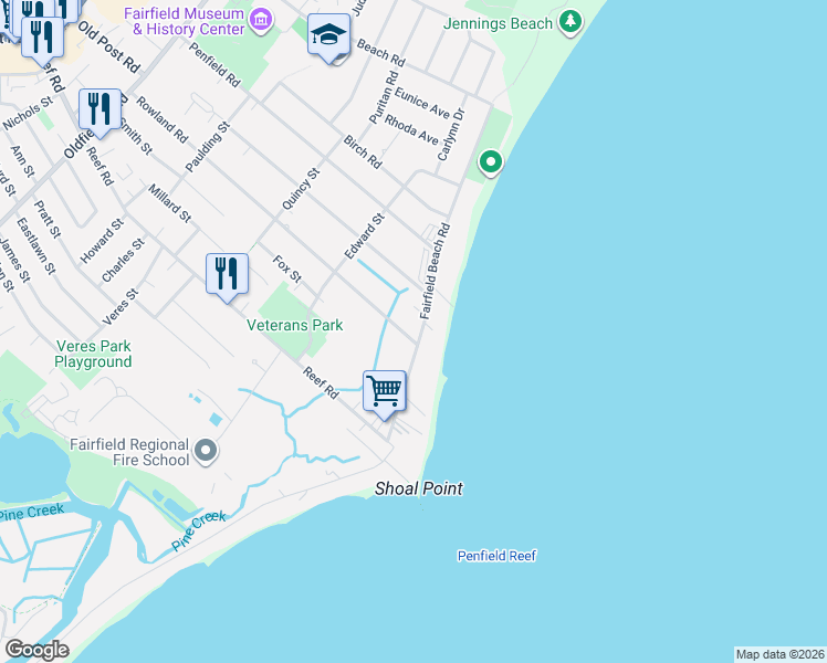 map of restaurants, bars, coffee shops, grocery stores, and more near 733 Rowland Road in Fairfield