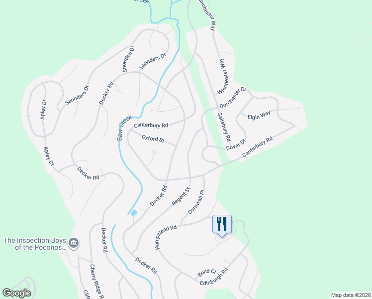 map of restaurants, bars, coffee shops, grocery stores, and more near 225 Regent Street in Bushkill
