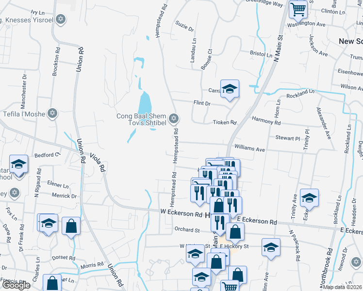 map of restaurants, bars, coffee shops, grocery stores, and more near 119 Williams Avenue in Spring Valley