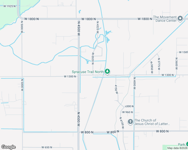 map of restaurants, bars, coffee shops, grocery stores, and more near 1332 North 4350 West in West Point