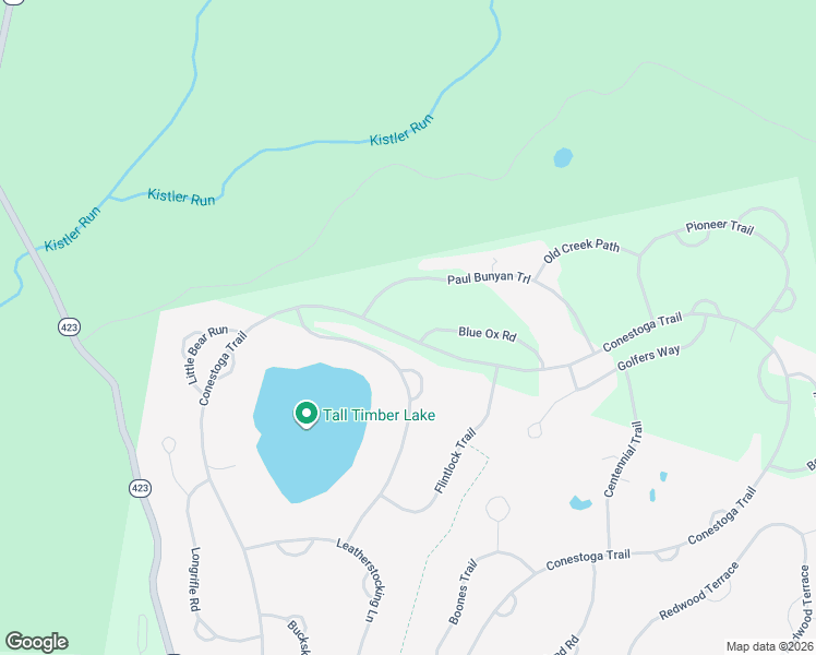 map of restaurants, bars, coffee shops, grocery stores, and more near Blue Ox Road in Pocono Pines