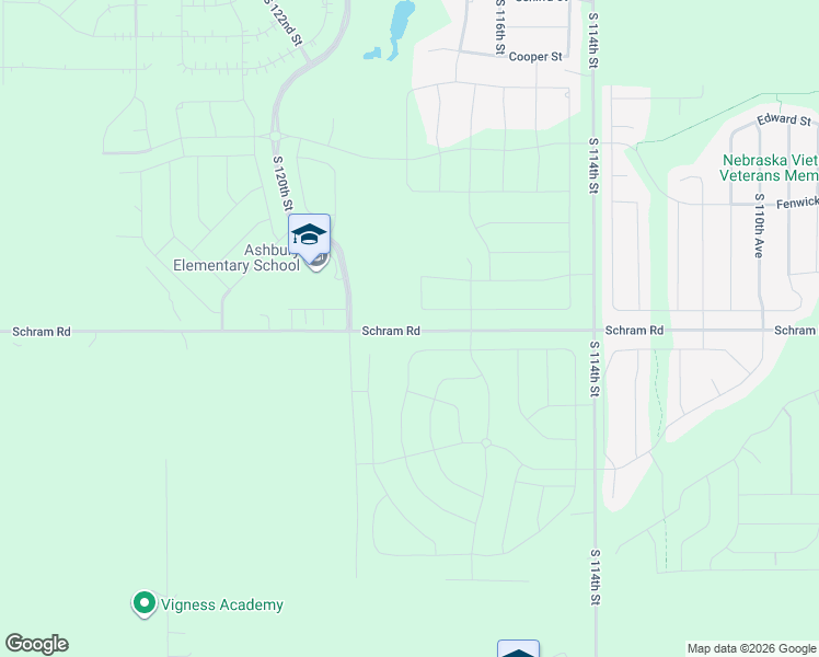 map of restaurants, bars, coffee shops, grocery stores, and more near 11902 Schram Road in Papillion